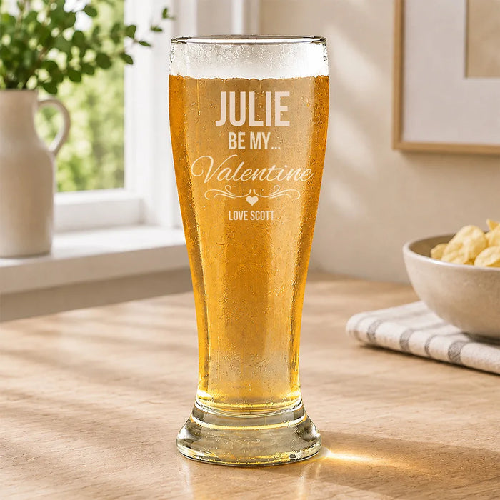 Be My Valentine Engraved Premium Beer Glass