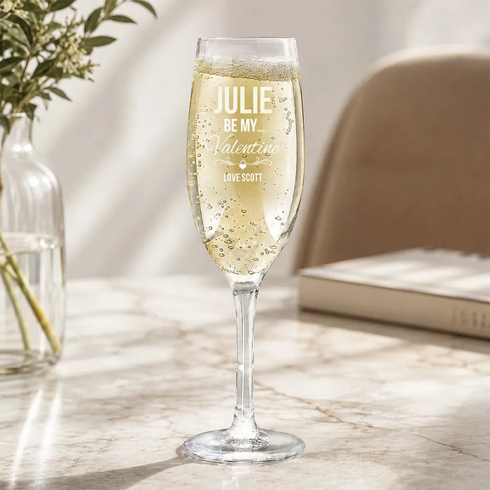 Be My Valentine Engraved Champagne Glass