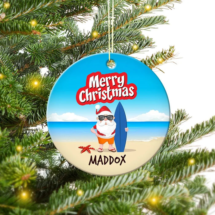 Beach Round Porcelain Ornament