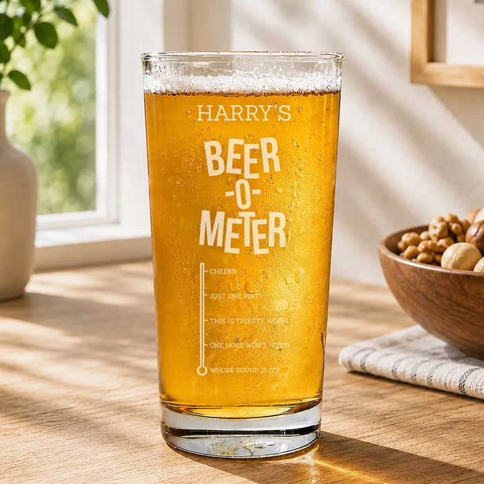 Beer Meter Engraved Pint Glass