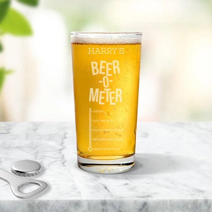 Beer Meter Engraved Pint Glass