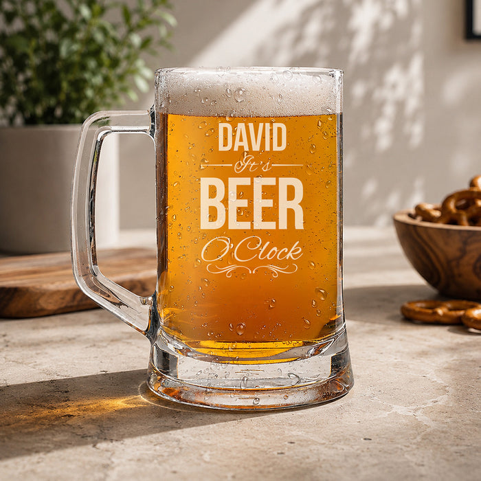Beer O'Clock Glass Beer Mug