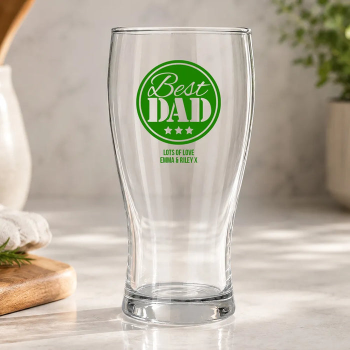 Best Dad Coloured Standard Beer Glass
