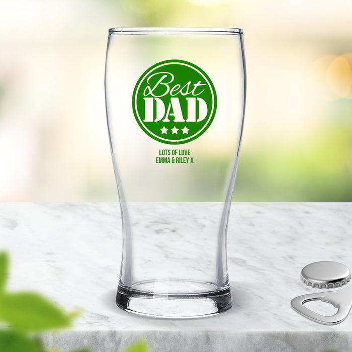 Best Dad Coloured Standard Beer Glass