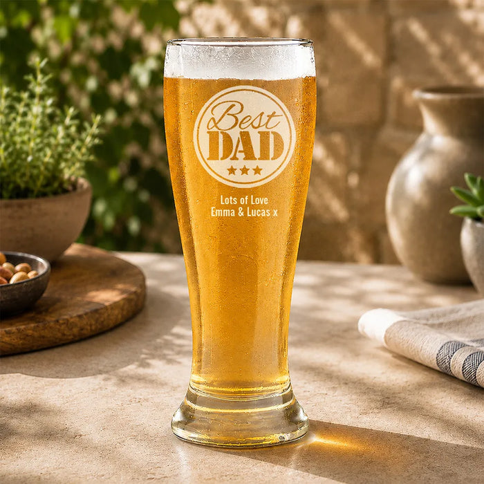 Best Dad Engraved Premium Beer Glass