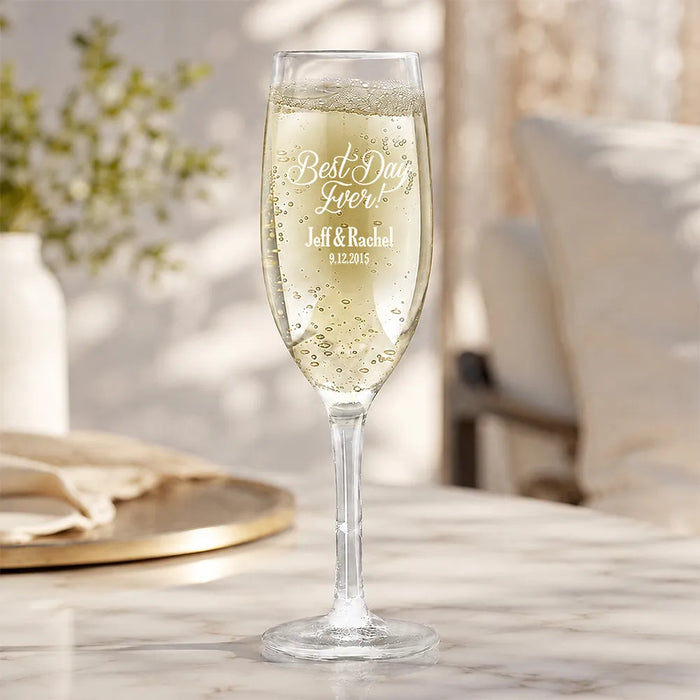 Best Day Ever Engraved Champagne Glass