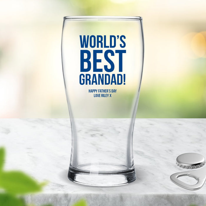 Best Grandad Coloured Standard Beer Glass