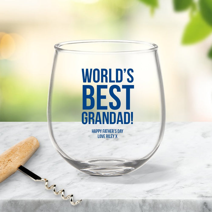 Best Grandad Coloured Stemless Wine Glass