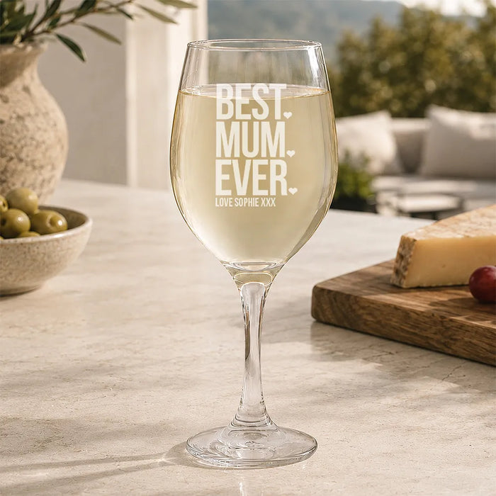 Best Mum Ever Engraved Wine Glass