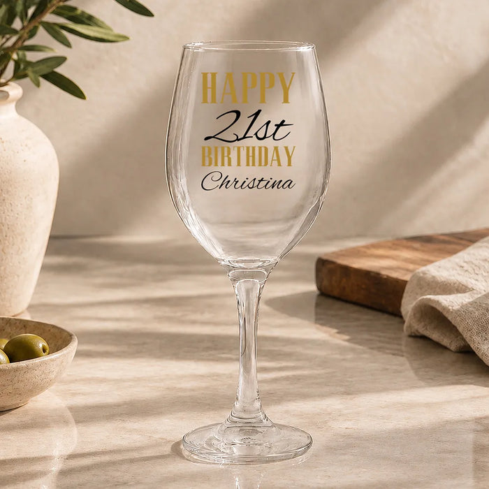 Birthday Coloured Wine Glass