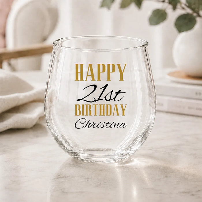 Birthday Coloured Stemless Wine Glass