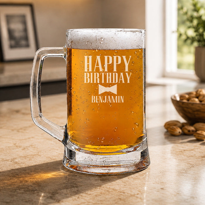 Bow Tie Glass Beer Mug