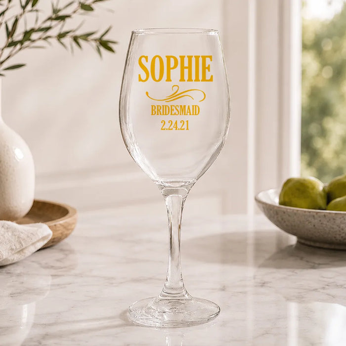 Bridal Party Coloured Wine Glass