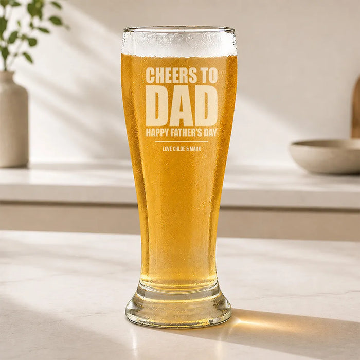 Cheers To Dad Engraved Premium Beer Glass