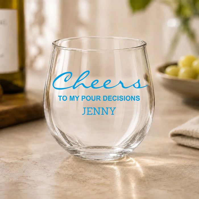 Cheers Coloured Stemless Wine Glass