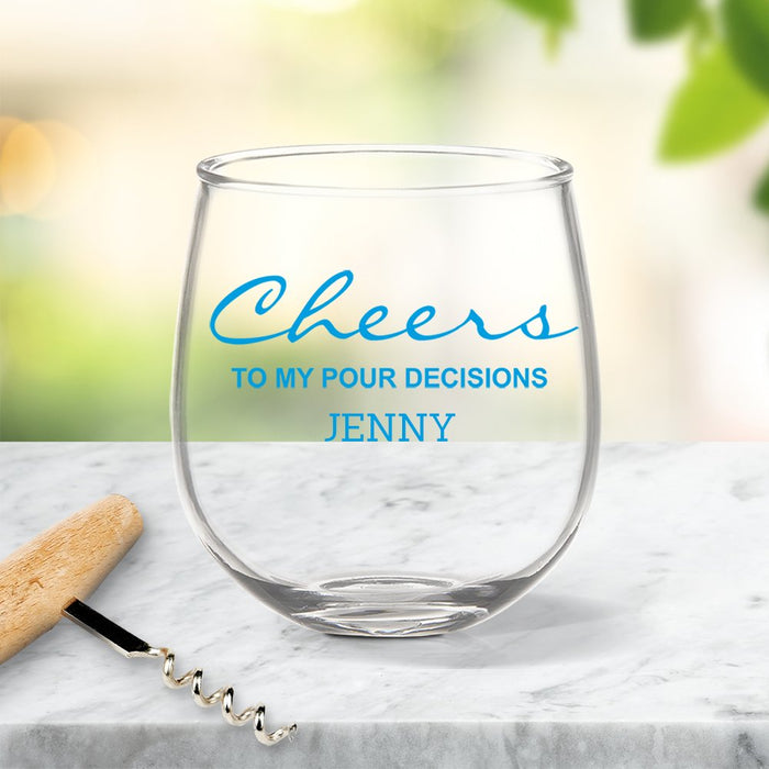 Cheers Coloured Stemless Wine Glass