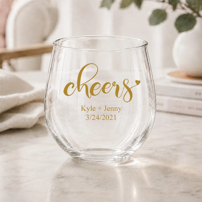 Couple Cheers Coloured Stemless Wine Glass