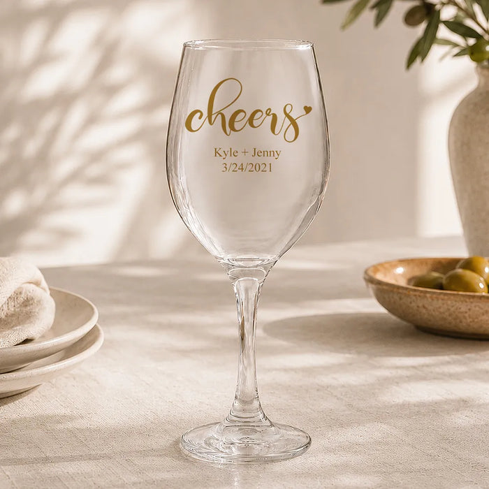 Couple Cheers Coloured Wine Glass