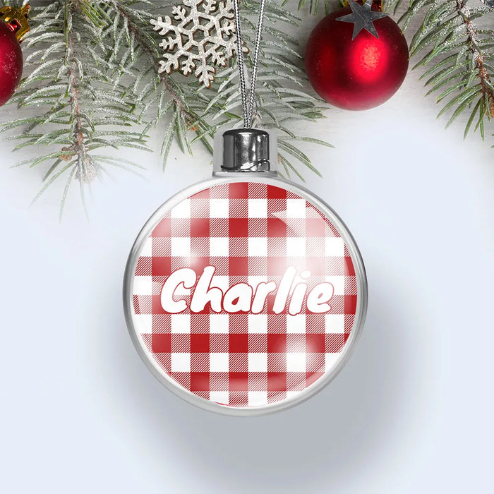 Gingham Christmas Bauble