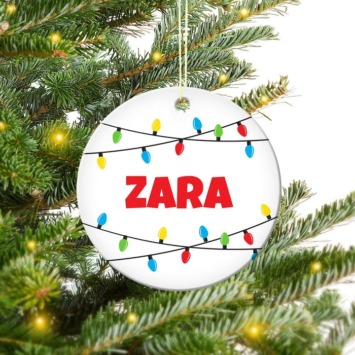 Christmas Lights Round Porcelain Ornament