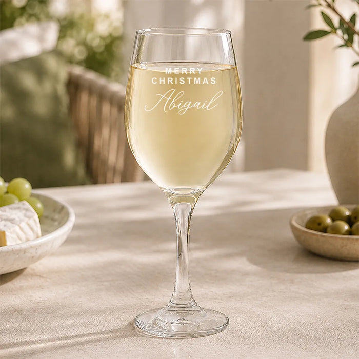 Christmas Engraved Wine Glass
