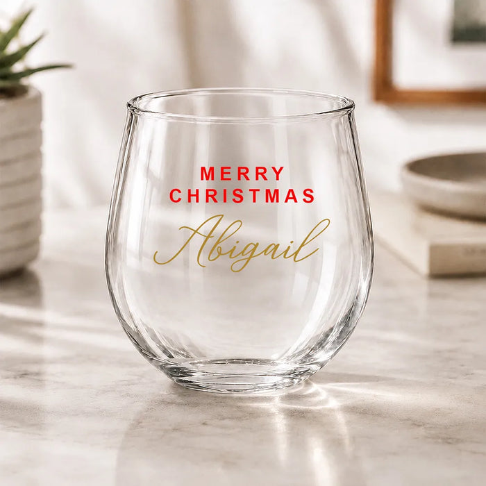 Christmas Coloured Stemless Wine Glass