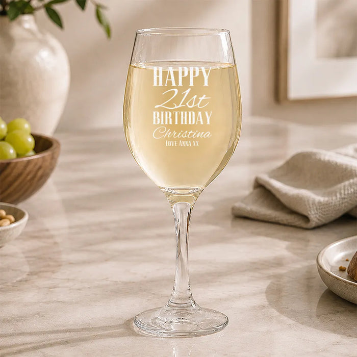 Classic Happy Birthday Engraved Wine Glass