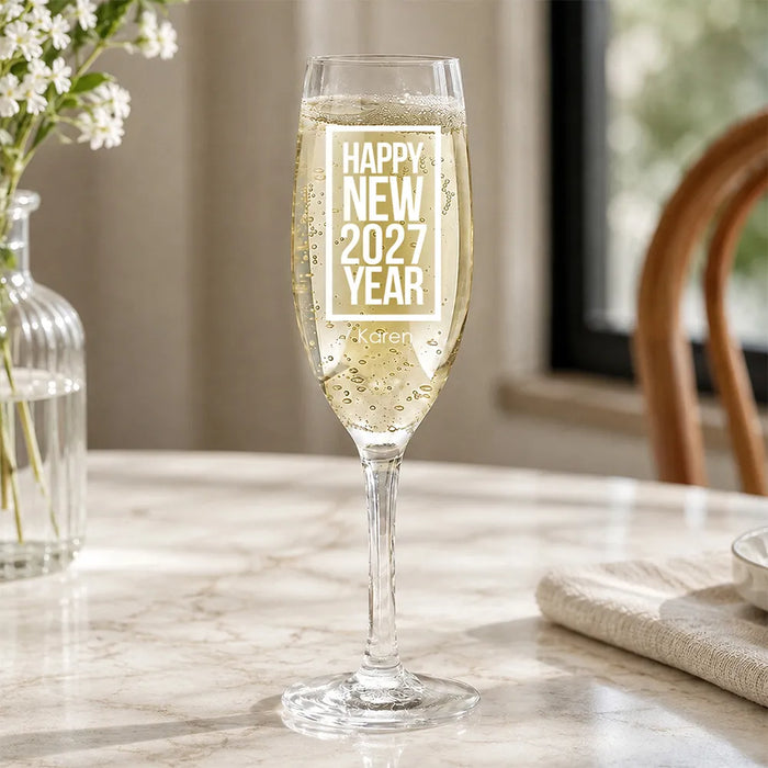 Classic New Year Engraved Champagne Glass