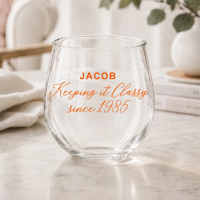 Classy Coloured Stemless Wine Glass