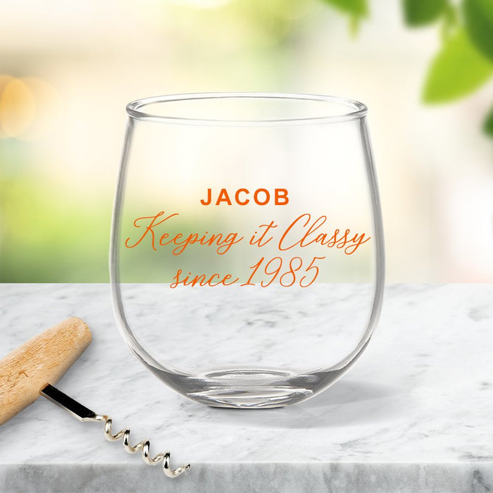 Classy Coloured Stemless Wine Glass