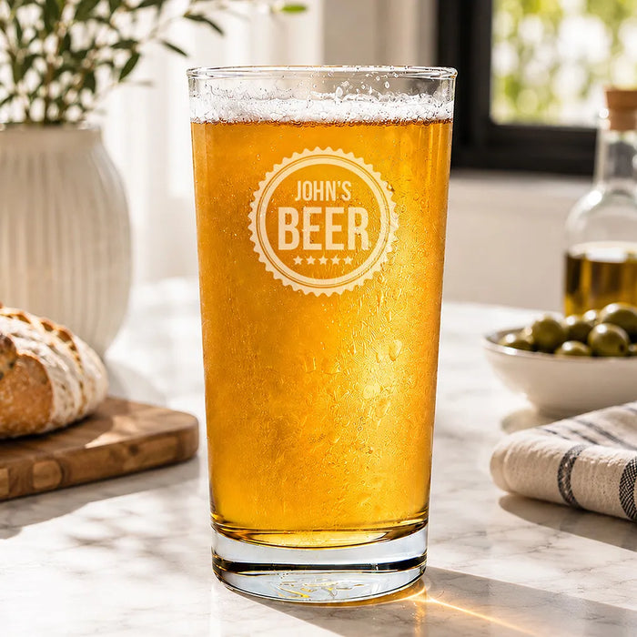 Cog Engraved Pint Glass