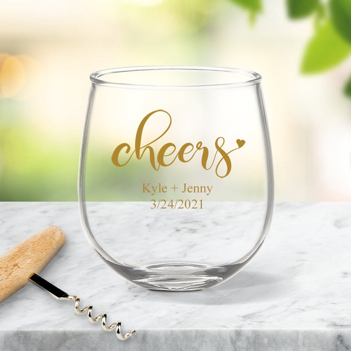 Couple Cheers Coloured Stemless Wine Glass