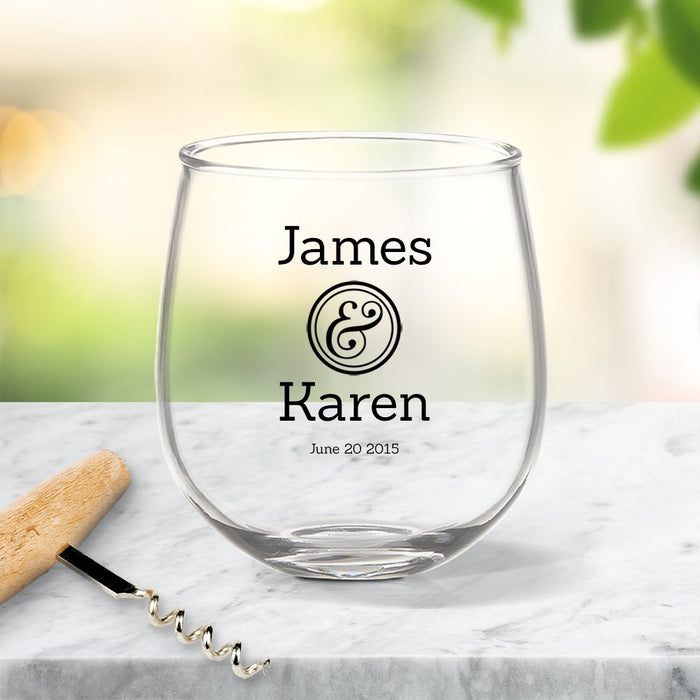 Couple Coloured Stemless Wine Glass