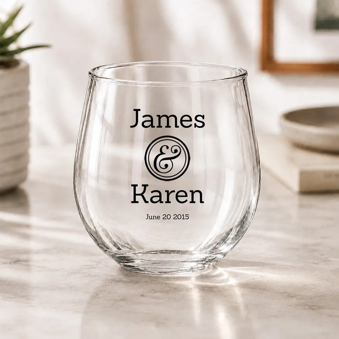 Couple Coloured Stemless Wine Glass