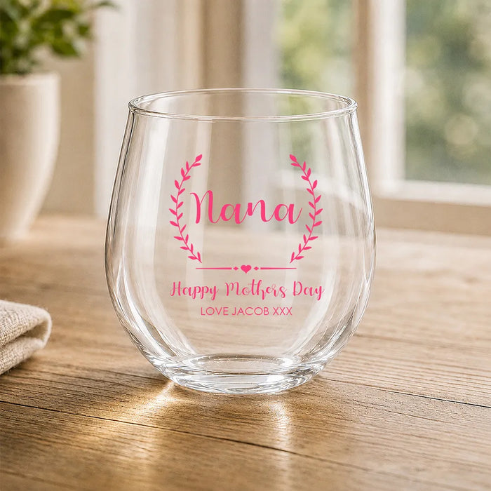 Crest Coloured Stemless Wine Glass