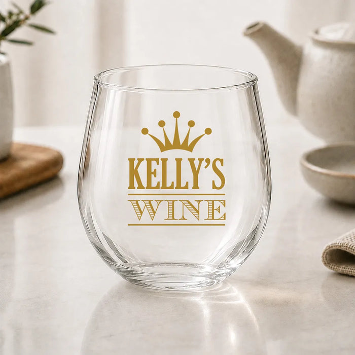 Crown Coloured Stemless Wine Glass