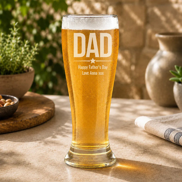 Dad Engraved Premium Beer Glass