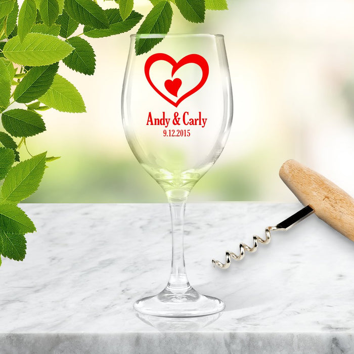 Double Heart Coloured Wine Glass