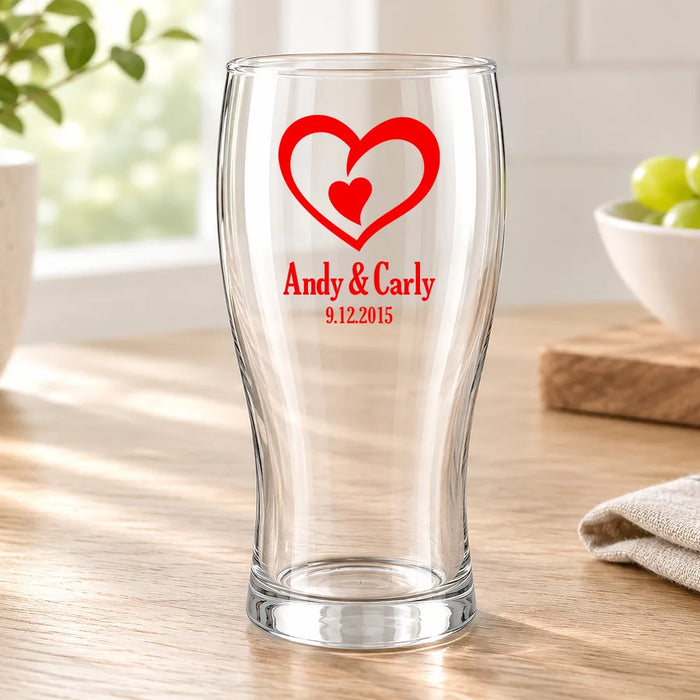 Double Heart Coloured Standard Beer Glass