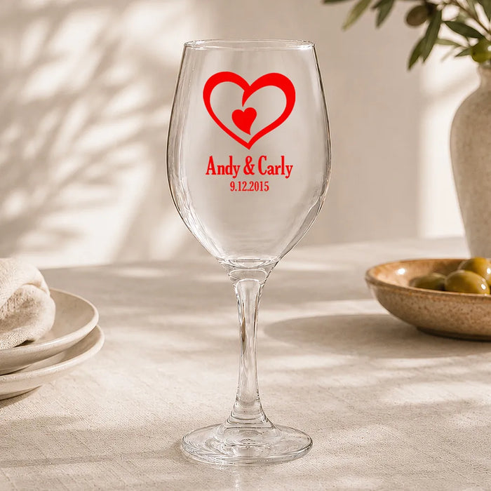 Double Heart Coloured Wine Glass