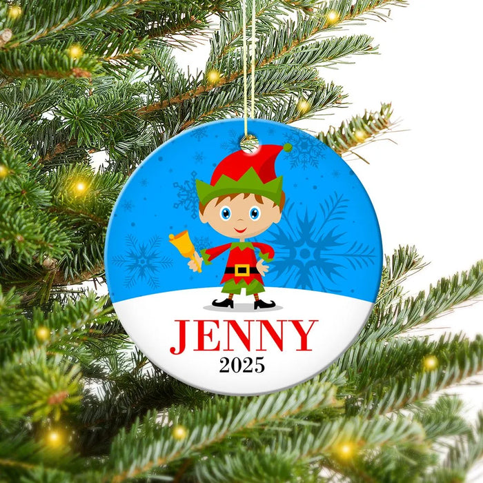 Elf Round Porcelain Ornament