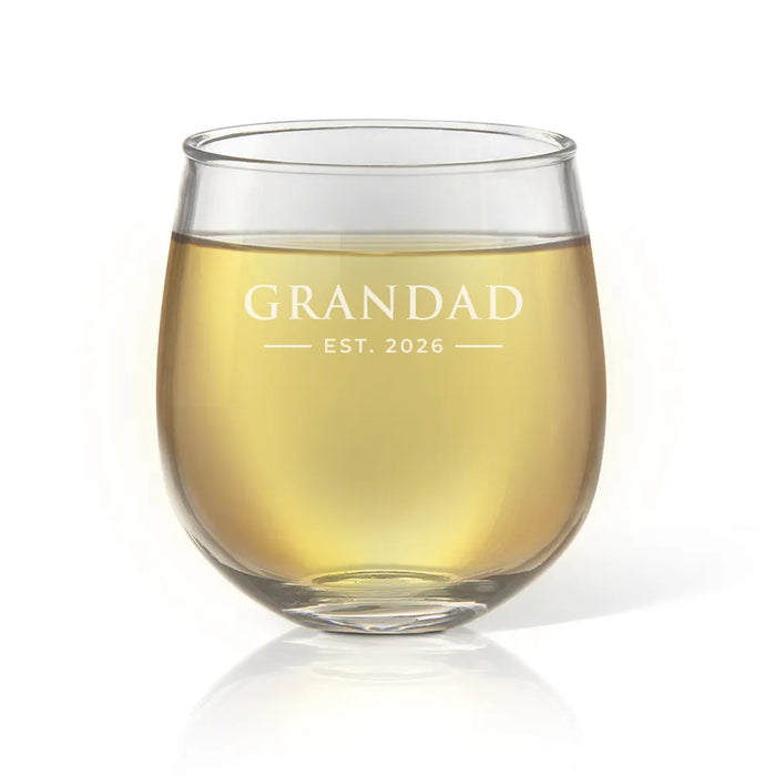 Established Engraved Stemless Wine Glass