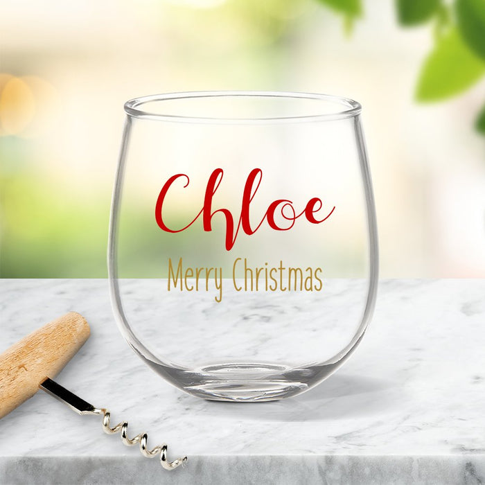 Festive Christmas Coloured Stemless Wine Glass