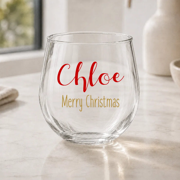 Festive Christmas Coloured Stemless Wine Glass