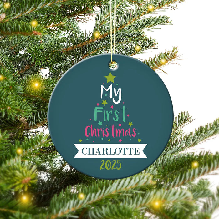 First Christmas Tree Round Porcelain Ornament