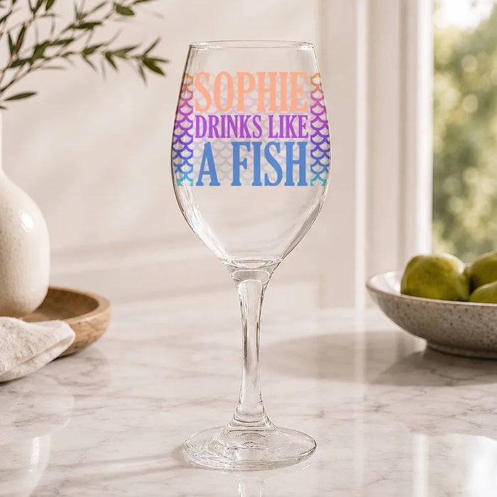 Fish Coloured Wine Glass