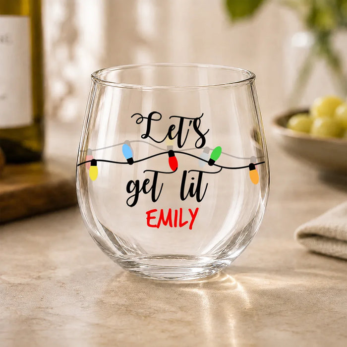 Get Lit Coloured Stemless Wine Glass