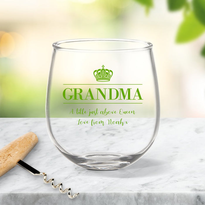 Grandma Coloured Stemless Wine Glass