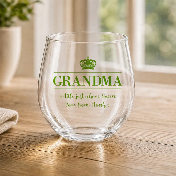 Grandma Coloured Stemless Wine Glass