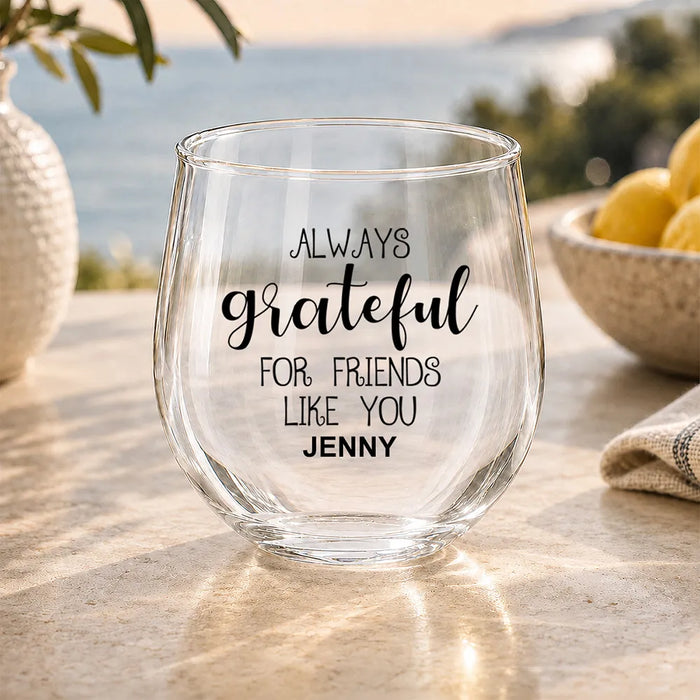 Grateful Coloured Stemless Wine Glass